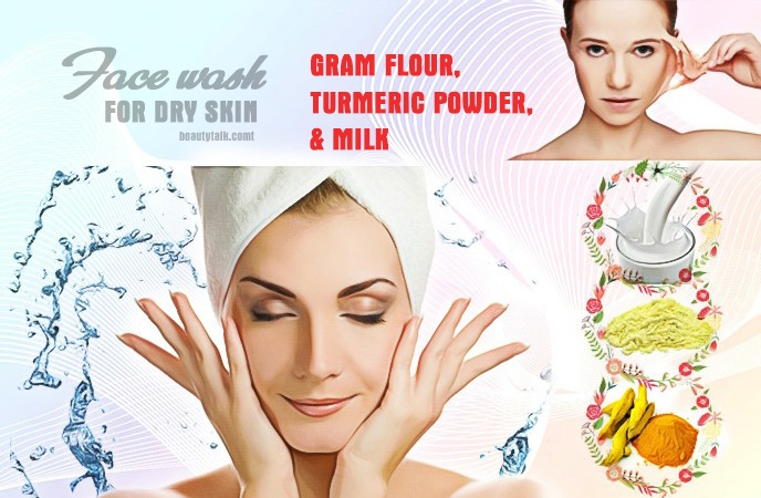 face wash for dry skin - gram flour, turmeric powder, & milk face wash for dry skin